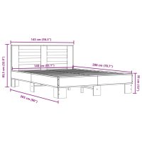 vidaXL Sängram sonoma-ek 140x200 cm konstruerad trä och metall - Bild 9