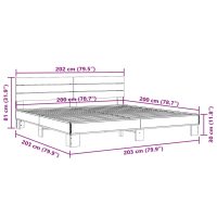 vidaXL Sängram sonoma-ek 200x200 cm konstruerat trä och metall - Bild 9