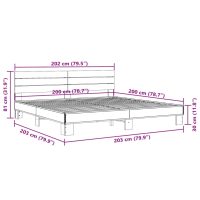 vidaXL Sängram grå sonoma 200x200 cm konstruerat trä och metall - Bild 9