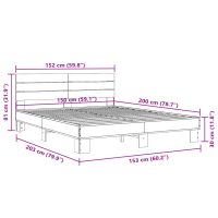 vidaXL Sängram sonoma-ek 150x200 cm konstruerad trä och metall - Bild 9