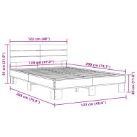 vidaXL Sängram rökfärgad ek 120x200 cm konstruerat trä och metall - Bild 9