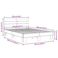 vidaXL Sängram svart 120x190 cm konstruerat trä och metall - Bild 9