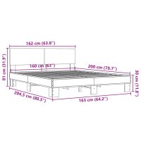 vidaXL Sängram sonoma-ek 160x200 cm konstruerat trä och metall - Bild 9