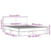 vidaXL Sängram sonoma-ek 150x200 cm konstruerad trä och metall - Bild 9