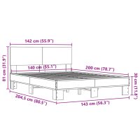 vidaXL Sängram sonoma-ek 140x200 cm konstruerad trä och metall - Bild 9