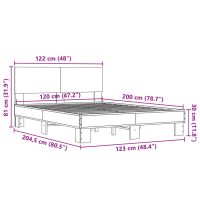 vidaXL Sängram sonoma-ek 120x200 cm konstruerad trä och metall - Bild 9