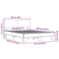 vidaXL Sängram sonoma-ek 120x190 cm konstruerat trä och metall - Bild 9