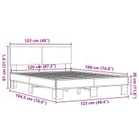 vidaXL Sängram grå sonoma 120x190 cm konstruerat trä och metall - Bild 9