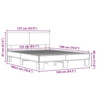 vidaXL Sängram sonoma-ek 135x190 cm konstruerat trä och metall - Bild 9