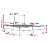 vidaXL Sängram sonoma-ek 140x190 cm konstruerat trä och metall - Bild 9