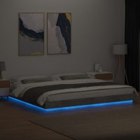 vidaXL Sängram med LEDs betonggrå 200x200 cm konstruerat trä - Bild 3