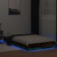 vidaXL Sängram med LEDs rökfärgad ek 100x200 cm konstruerad trä - Bild 3