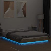 vidaXL Sängram med LEDs sonoma-ek 140x190 cm konstruerat trä - Bild 3