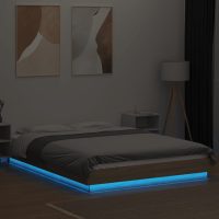 vidaXL Sängram med LEDs sonoma-ek 135x190 cm konstruerat trä - Bild 3