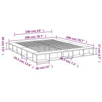 vidaXL Sängram betonggrå 200x200 cm konstruerat trä - Bild 10