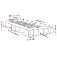 vidaXL Sängram betonggrå 100x200 cm konstruerad trä - Bild 10