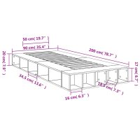 vidaXL Sängram svart 90x200 cm konstruerat trä - Bild 10