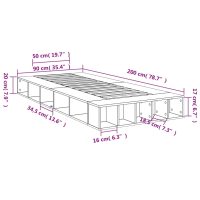 vidaXL Sängram rökfärgad ek 90x200 cm konstruerad trä - Bild 10