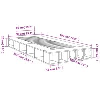 vidaXL Sängram rökfärgad ek 90x190 cm konstruerad trä - Bild 10