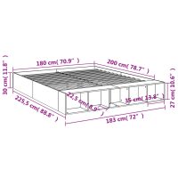 vidaXL Sängram betonggrå 180x200 cm konstruerad trä - Bild 10