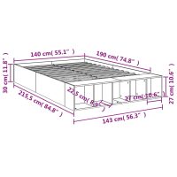 vidaXL Sängram sonoma-ek 140x190 cm konstruerat trä - Bild 10