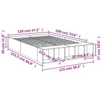 vidaXL Sängram rökfärgad ek 120x190 cm konstruerat trä - Bild 10