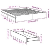 vidaXL Sängram med lådor grå sonoma 200x200 cm konstruerad trä - Bild 10