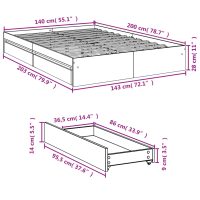 vidaXL Sängram med lådor betonggrå 140x190 cm konstruerat trä - Bild 10