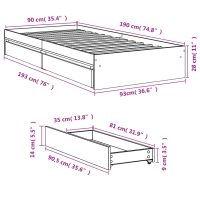 vidaXL Sängram med lådor brun ek 90x190 cm konstruerat trä - Bild 10