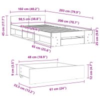 vidaXL Sängram med låda vit 100x200 cm konstruerat trä - Bild 10