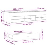 vidaXL Dagbädd med lådor rökfärgad ek 90x200 cm konstruerat trä - Bild 10