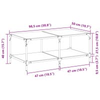 vidaXL Soffbord med transparent glasskiva 98,5x50x40 cm stål - Bild 9