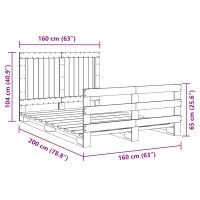 vidaXL Sängram med huvudgavel 160x200 cm massiv furu - Bild 11