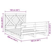 vidaXL Sängram med huvudgavel 160x200 cm massiv furu - Bild 11