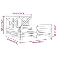 vidaXL Sängram med huvudgavel 180x200 cm massiv furu - Bild 11