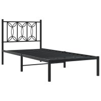 vidaXL Sängram med huvudgavel metall svart 75x190 cm - Bild 2