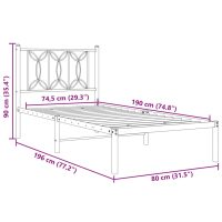 vidaXL Sängram med huvudgavel metall svart 75x190 cm - Bild 8