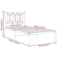 vidaXL Sängram med huvudgavel metall svart 90x190 cm - Bild 8