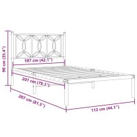 vidaXL Sängram med huvudgavel metall svart 107x203 cm - Bild 8