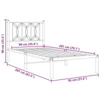 vidaXL Sängram med huvudgavel metall vit 90x200 cm - Bild 8