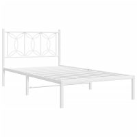 vidaXL Sängram med huvudgavel metall vit 100x190 cm - Bild 2