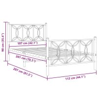 vidaXL Sängram med huvudgavel och fotgavel vit metall 107x203 cm - Bild 8