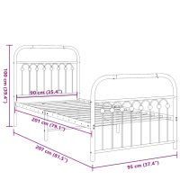 vidaXL Sängram med huvudgavel och fotgavel svart metall 90x200 cm - Bild 8