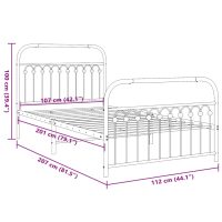 vidaXL Sängram med huvudgavel och fotgavel svart metall 107x203 cm - Bild 8