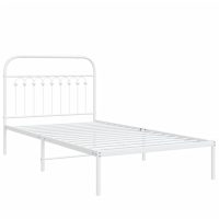 vidaXL Sängram med huvudgavel metall vit 100x190 cm - Bild 2