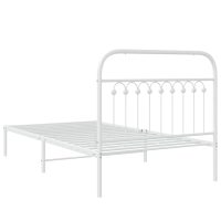 vidaXL Sängram med huvudgavel metall vit 100x190 cm - Bild 6