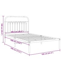 vidaXL Sängram med huvudgavel metall vit 100x190 cm - Bild 8