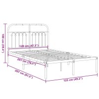 vidaXL Sängram med huvudgavel metall vit 120x200 cm - Bild 8