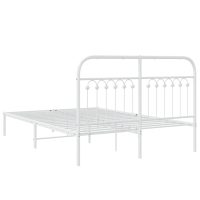 vidaXL Sängram med huvudgavel metall vit 135x190 cm - Bild 6