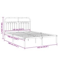 vidaXL Sängram med huvudgavel metall vit 135x190 cm - Bild 8